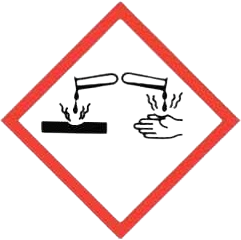 Corrosion sign of GHS should show on sample MSDS of acid