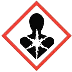 health hazard sign of GHS should show on sample MSDS of acid