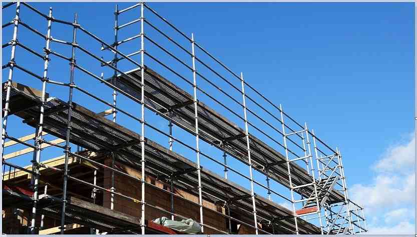 scaffold installed at construction site for work at height