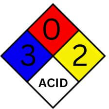 NFPA diamond of acid which nessessory for sample MSDS of acid